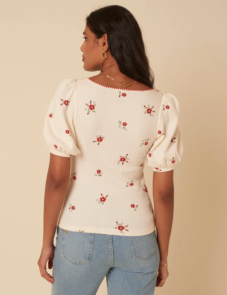 Cream Floral Pointelle Top sold by Nobody's Child product image thumbnail 5