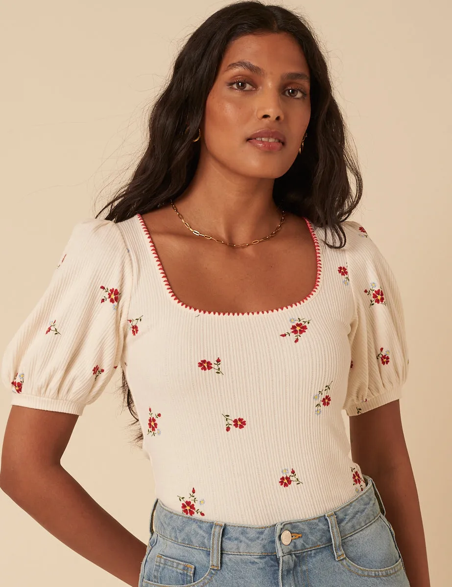 Cream Floral Pointelle Top sold by Nobody's Child product image thumbnail 4