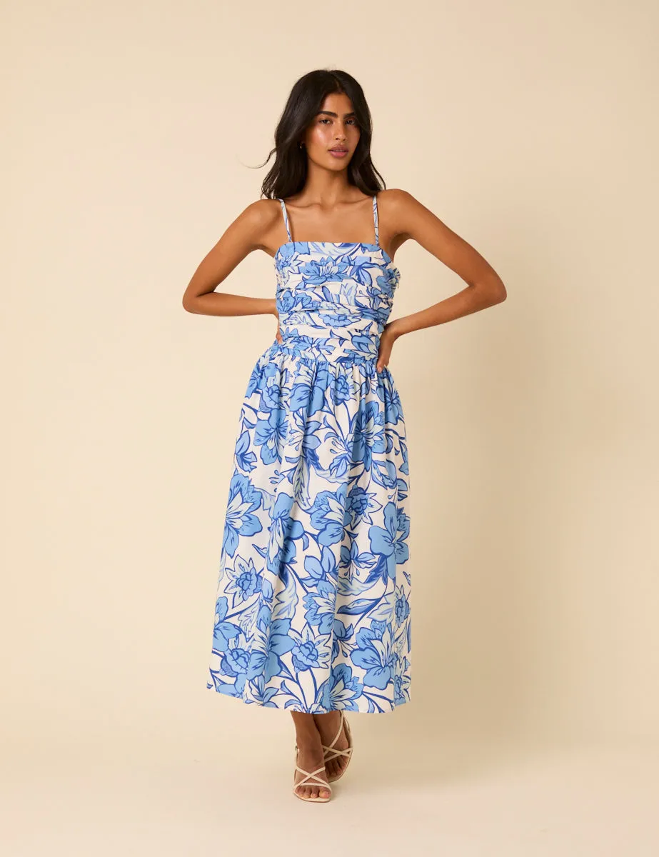 Blue Floral Bandeau Felicity Midi Dress sold by Nobody's Child product image thumbnail 4