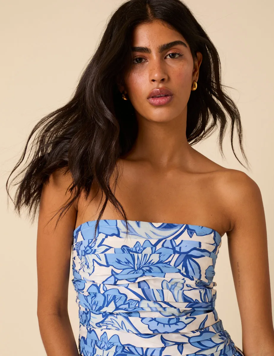 Blue Floral Bandeau Felicity Midi Dress sold by Nobody's Child product image thumbnail 3