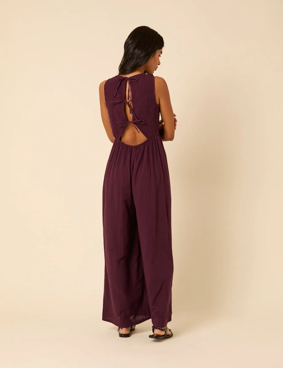 Plum Shirred Ruth Jumpsuit sold by Nobody's Child product image thumbnail 5