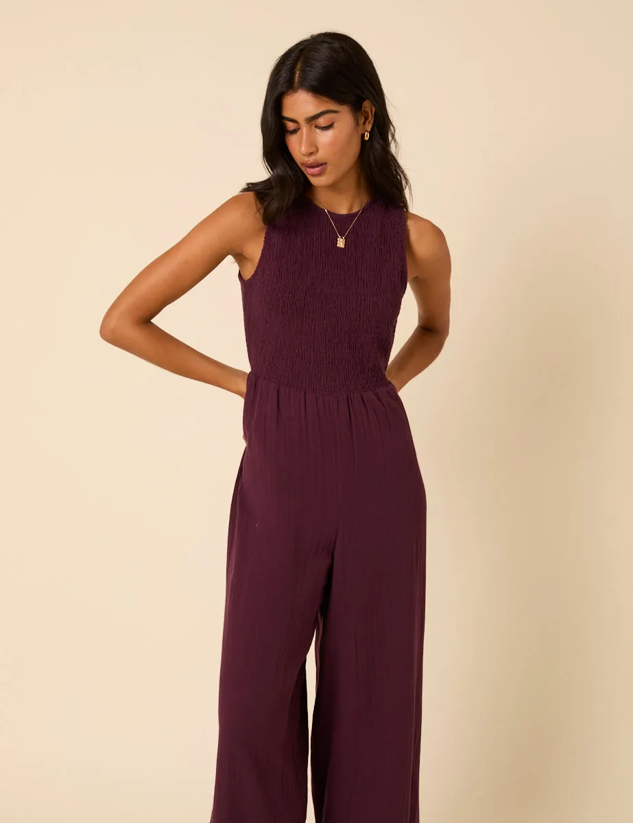Plum Shirred Ruth Jumpsuit sold by Nobody's Child product image thumbnail 2