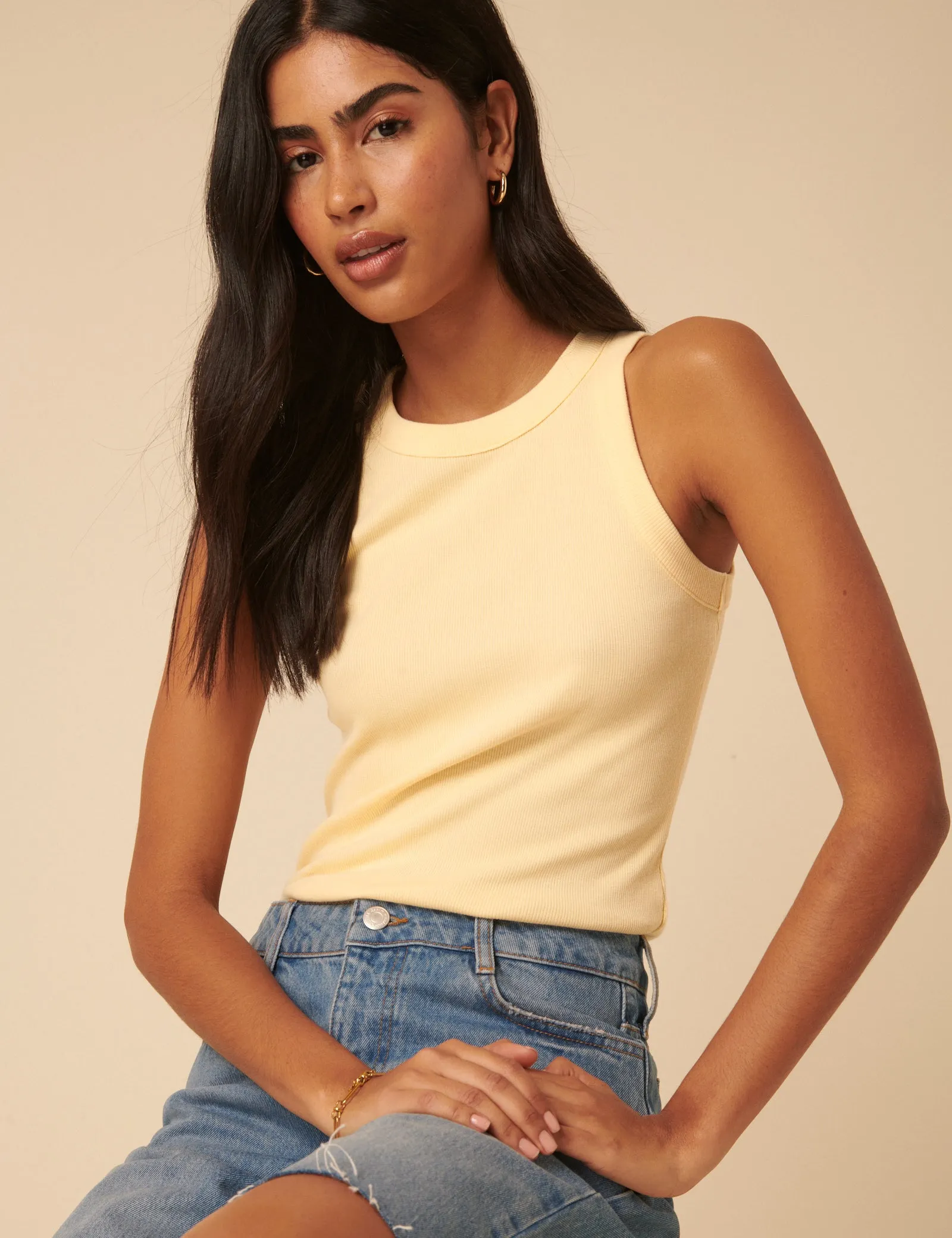 Butter Yellow Ribbed Racer Vest sold by Nobody's Child product image thumbnail 4