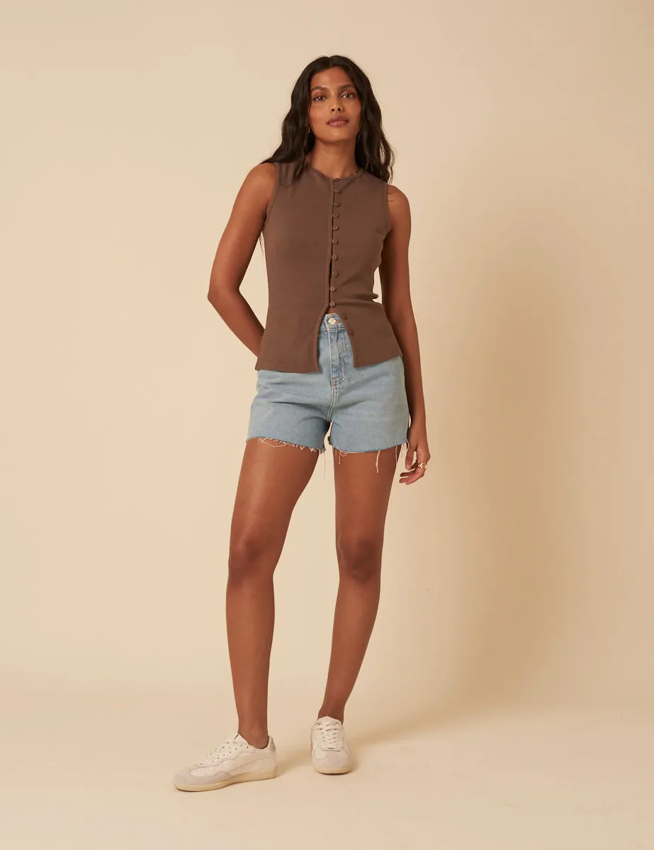 Brown Ribbed Waistcoat Top sold by Nobody's Child product image thumbnail 4