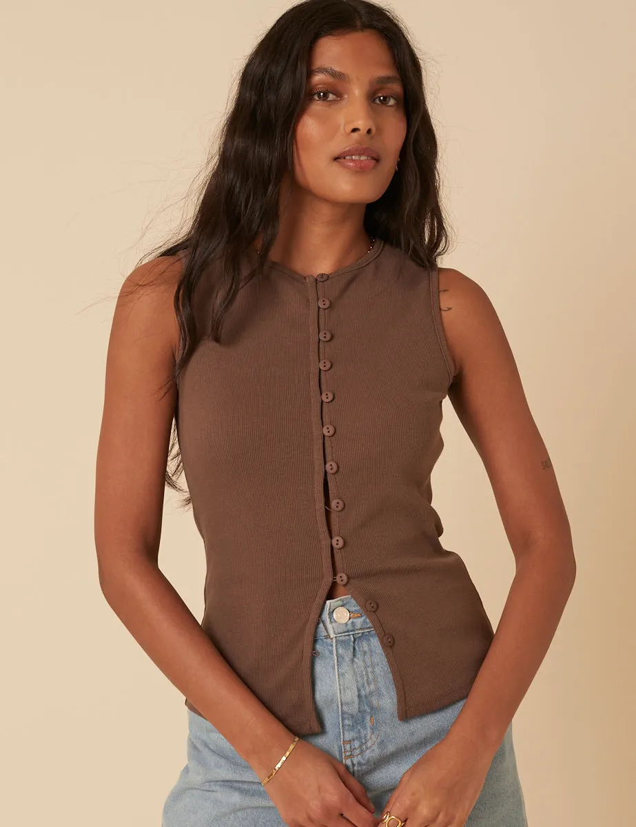Brown Ribbed Waistcoat Top sold by Nobody's Child product image thumbnail 2
