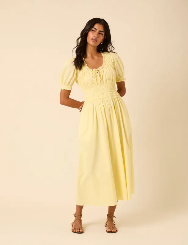 Butter Yellow Tula Midi Dress sold by Nobody's Child