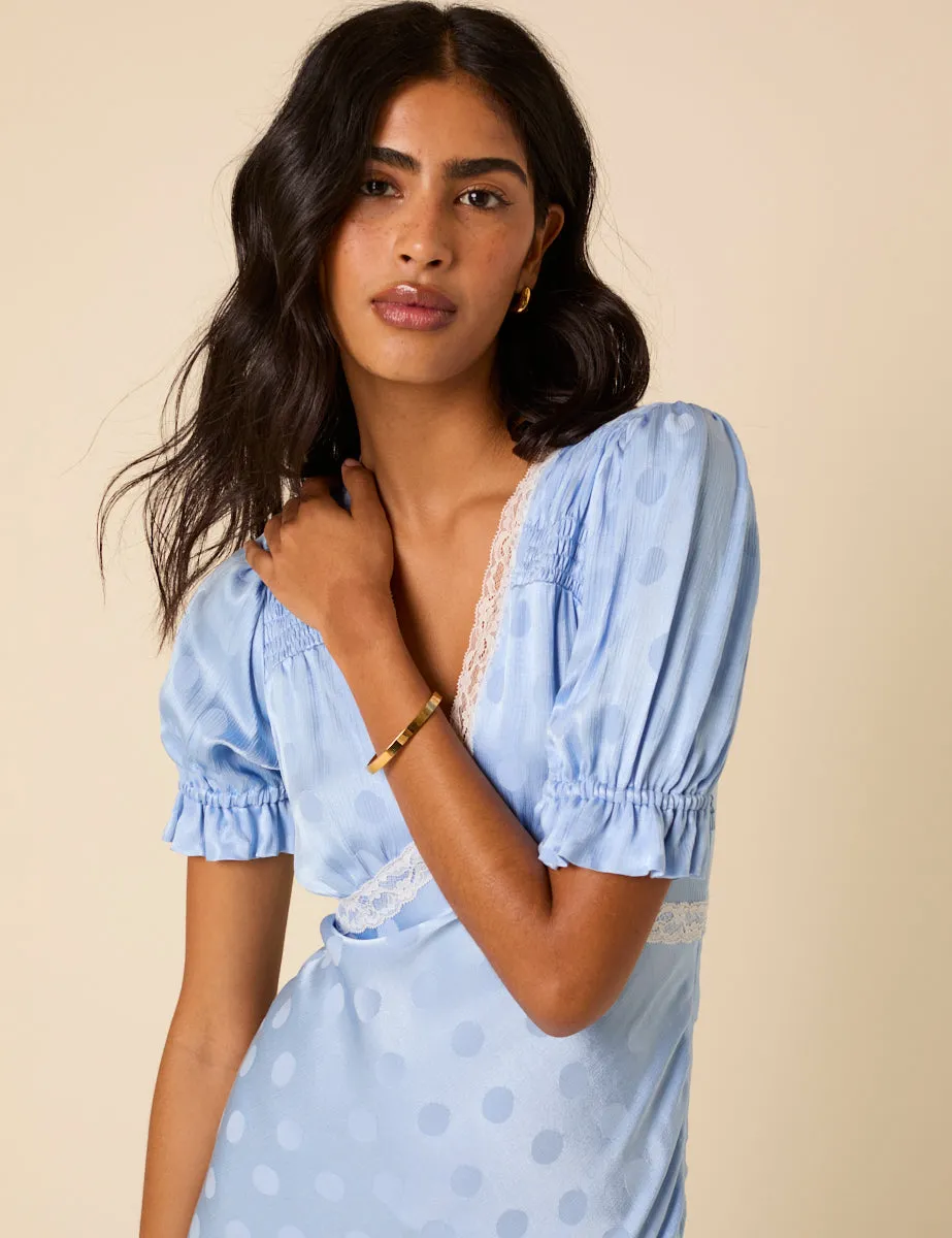 Blue Polka Dot Jacquard Angela Midi Dress sold by Nobody's Child product image thumbnail 2