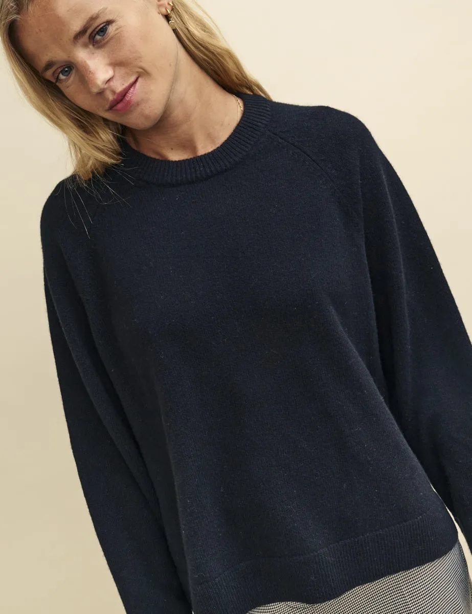 Black Crew Neck Oversized Merino Wool Jumper sold by Nobody's Child product image thumbnail 3