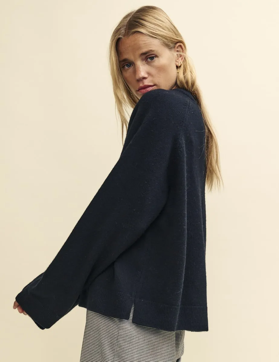 Black Crew Neck Oversized Merino Wool Jumper sold by Nobody's Child product image thumbnail 4