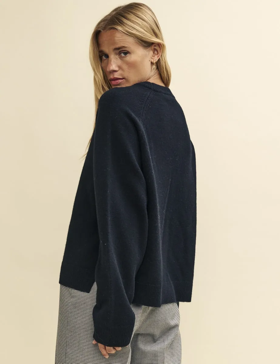 Black Crew Neck Oversized Merino Wool Jumper sold by Nobody's Child product image thumbnail 2