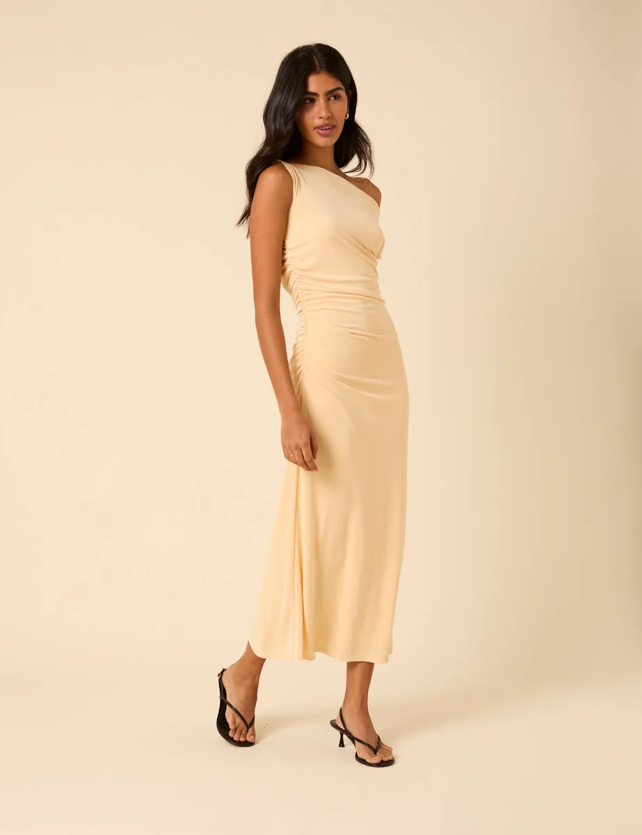 Butter Yellow Asymmetric Bethany Maxi Dress sold by Nobody's Child product image thumbnail 4