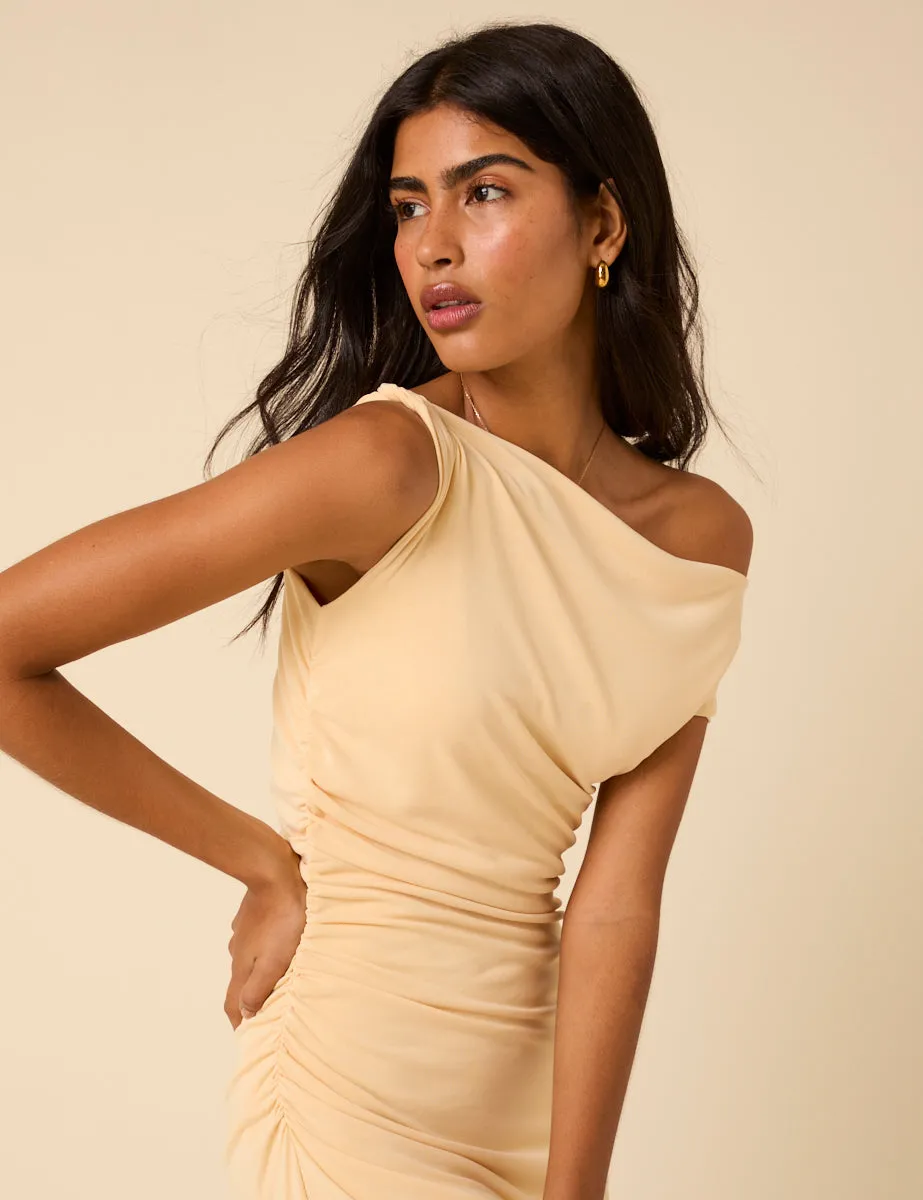 Butter Yellow Asymmetric Bethany Maxi Dress sold by Nobody's Child product image thumbnail 2