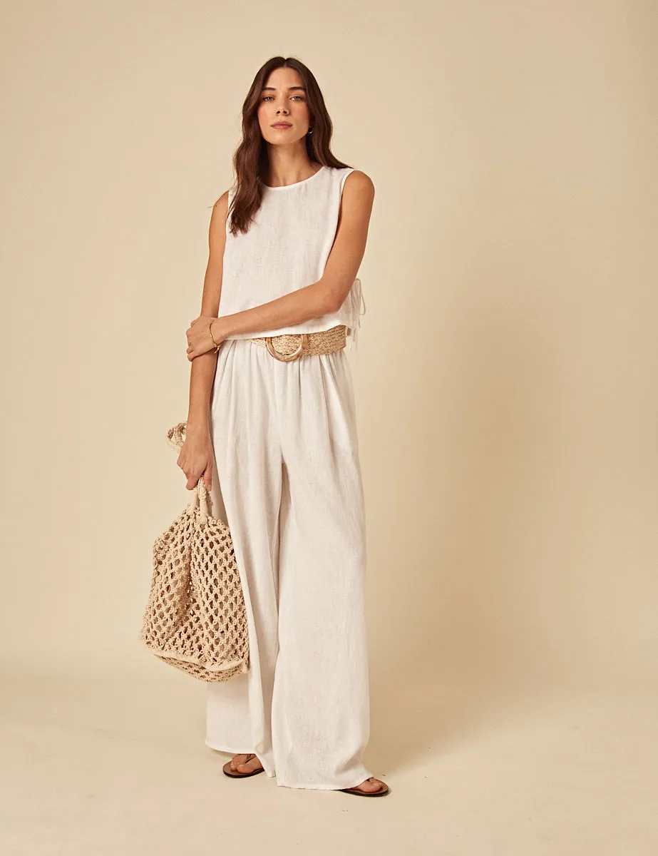 White Linen-blend Swing Top sold by Nobody's Child product image thumbnail 2