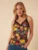 Black Floral Lace Trim Cami Top sold by Nobody's Child