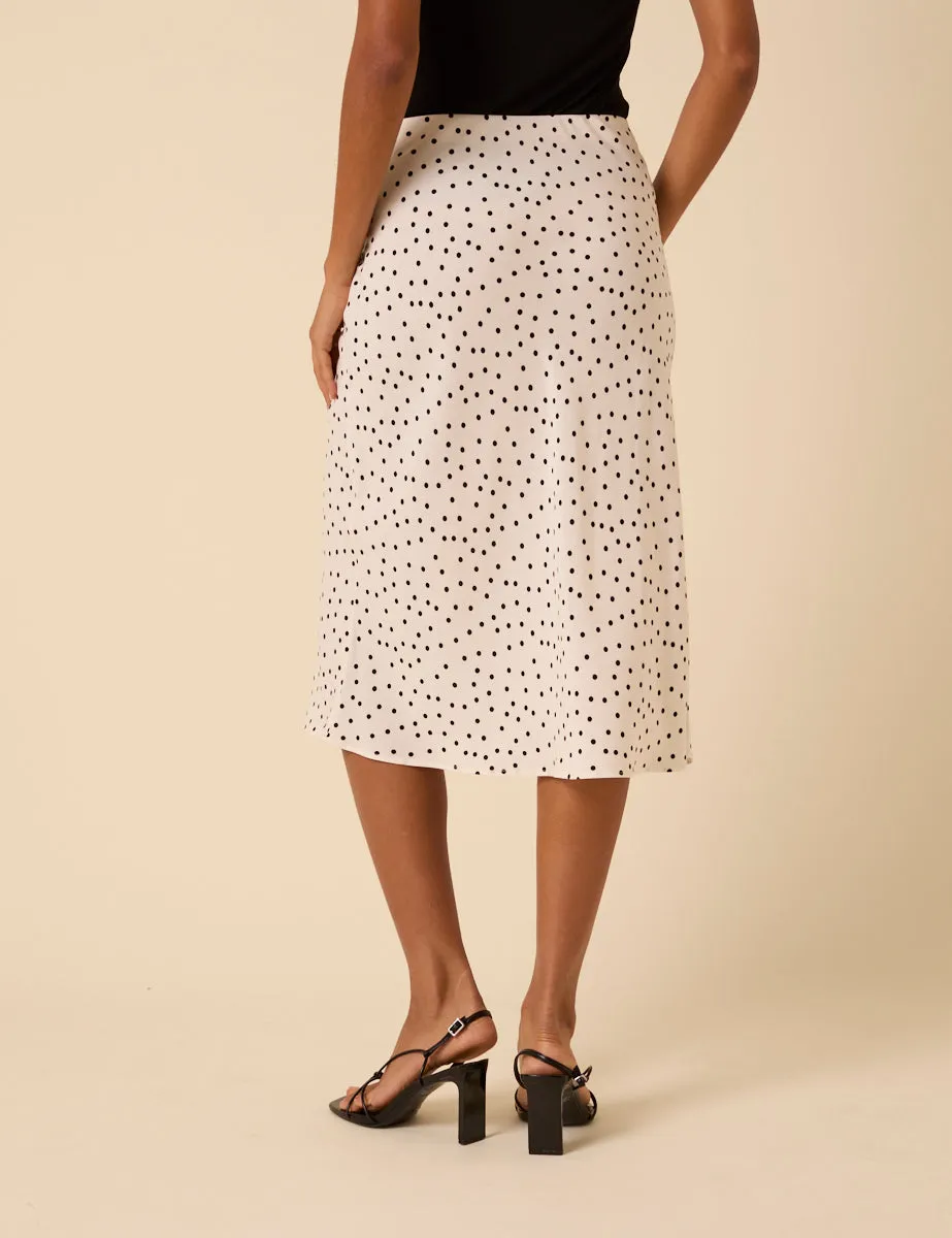 White Polka Dot Knee Length Slip Skirt sold by Nobody's Child product image thumbnail 4