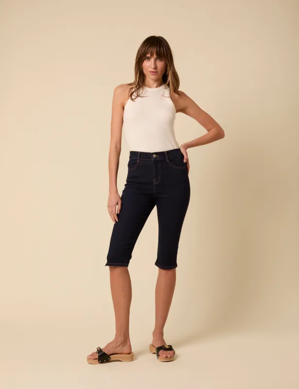 Dark Denim Capri Jeans sold by Nobody's Child