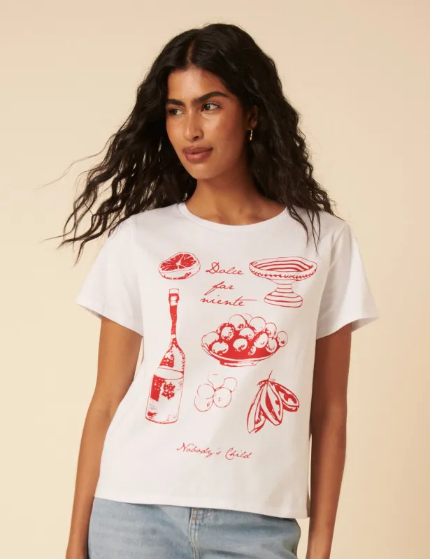 White Dolce Graphic T-Shirt sold by Nobody's Child