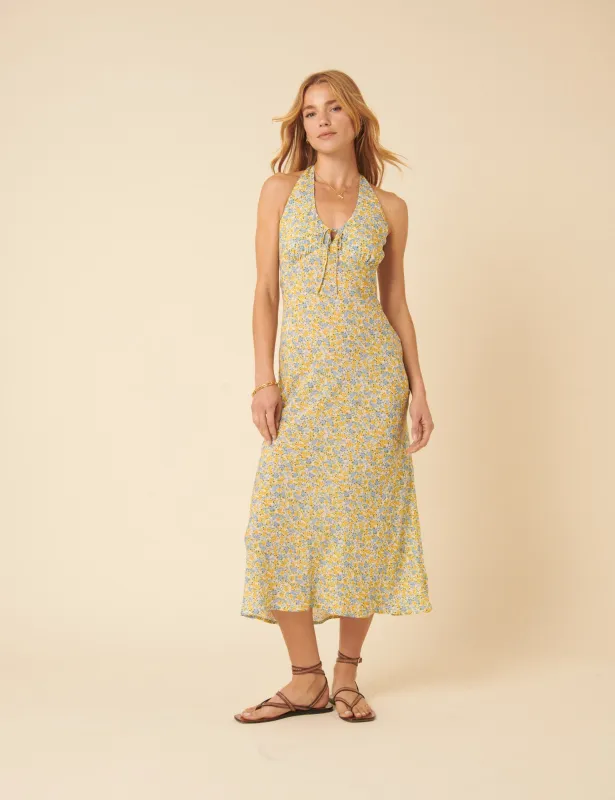 Floral Halter Neck Lyne Midi Dress sold by Nobody's Child