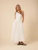 White One Shoulder Crochet Trim Sabrina Midi Dress sold by Nobody's Child