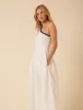 White One Shoulder Crochet Trim Sabrina Midi Dress sold by Nobody's Child