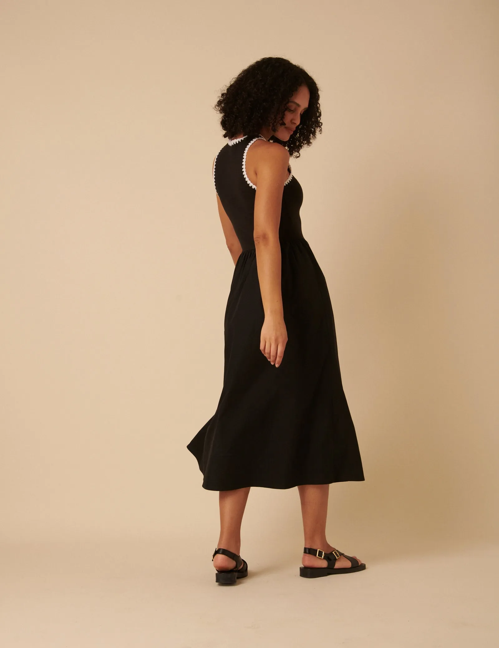 Black Crochet Trim Seattle Midi Dress sold by Nobody's Child product image thumbnail 5