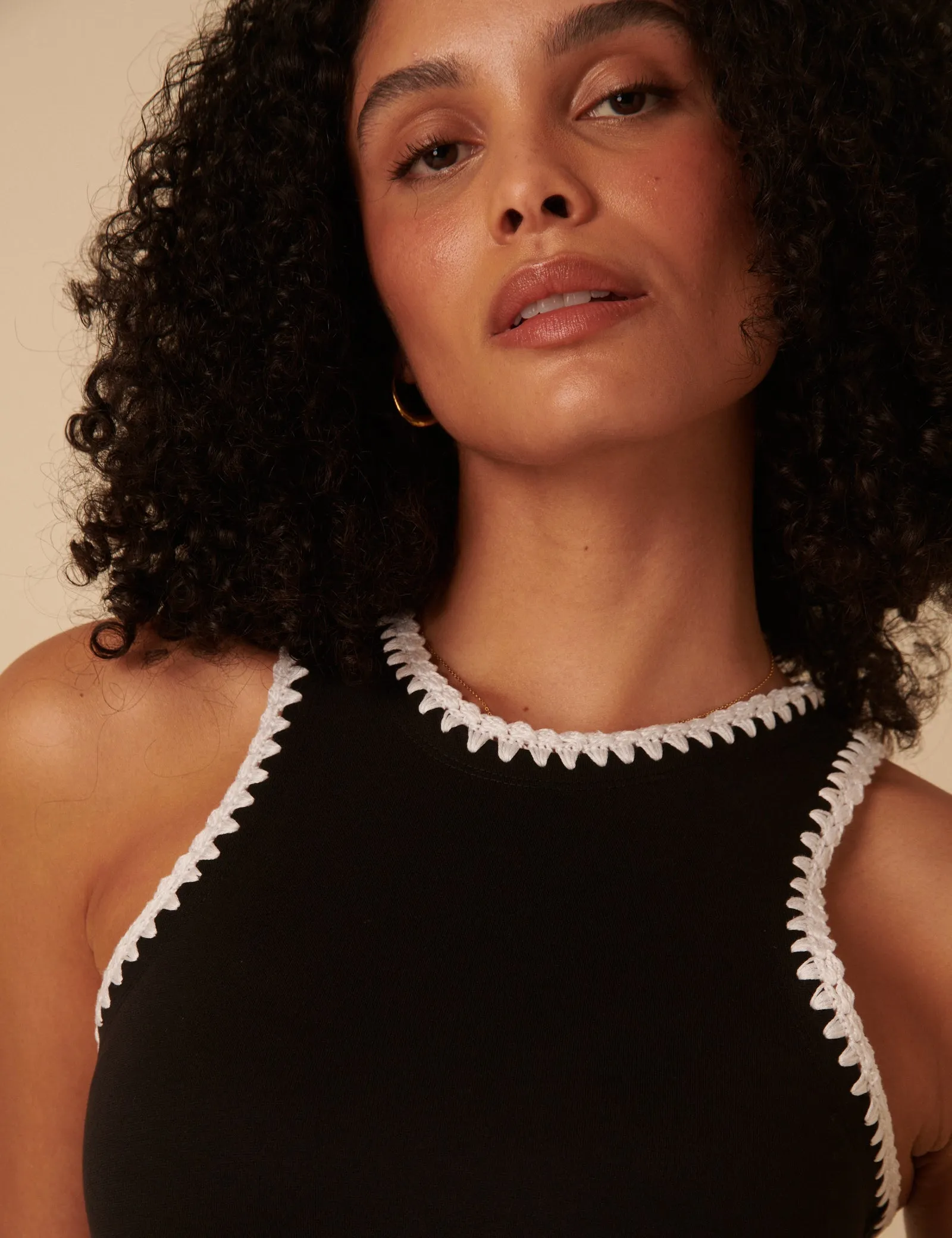 Black Crochet Trim Seattle Midi Dress sold by Nobody's Child product image thumbnail 3