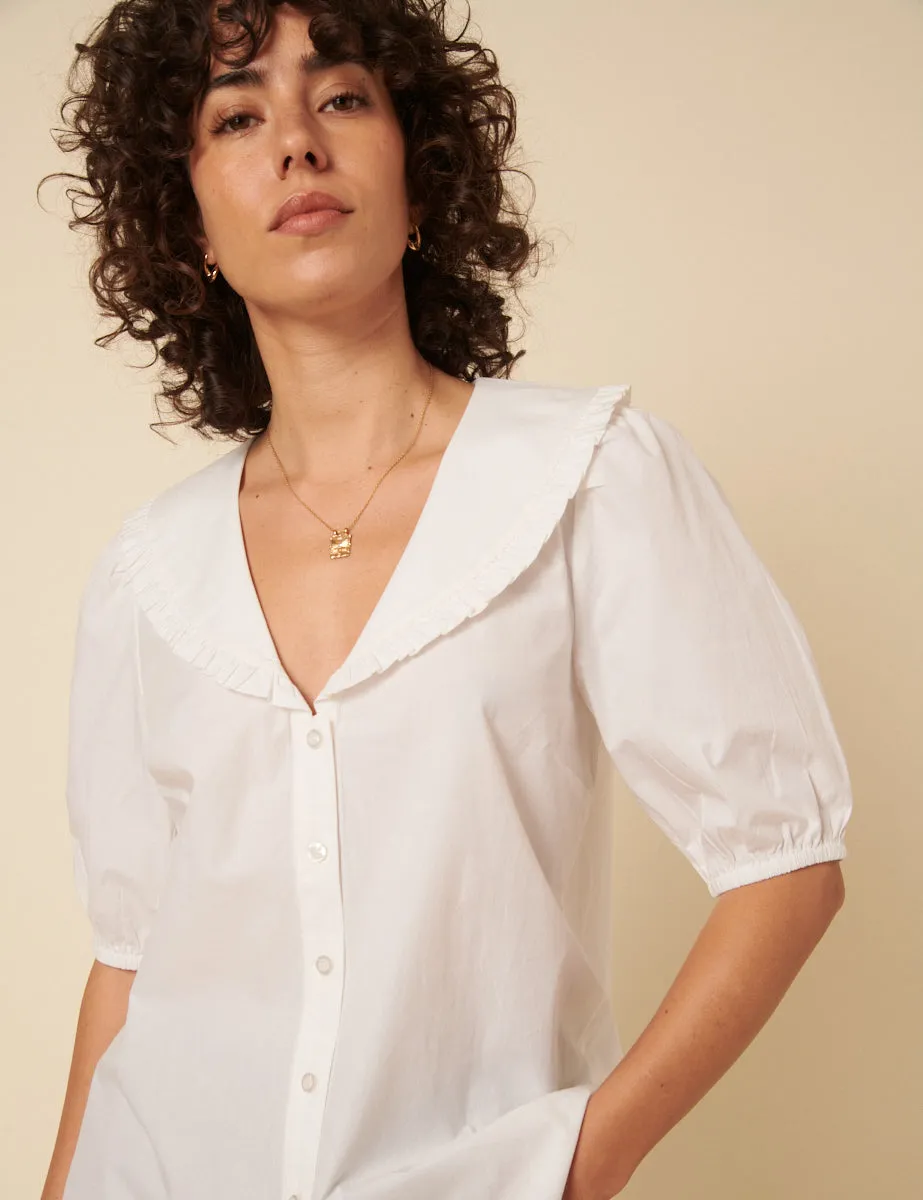 White Short Sleeve Emmie Blouse sold by Nobody's Child product image thumbnail 3