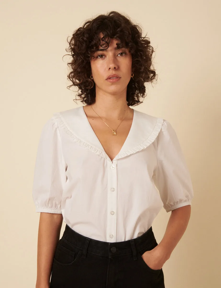 White Short Sleeve Emmie Blouse sold by Nobody's Child product image thumbnail 2