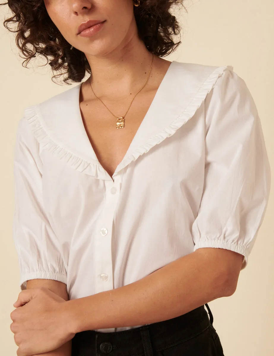 White Short Sleeve Emmie Blouse sold by Nobody's Child product image thumbnail 5