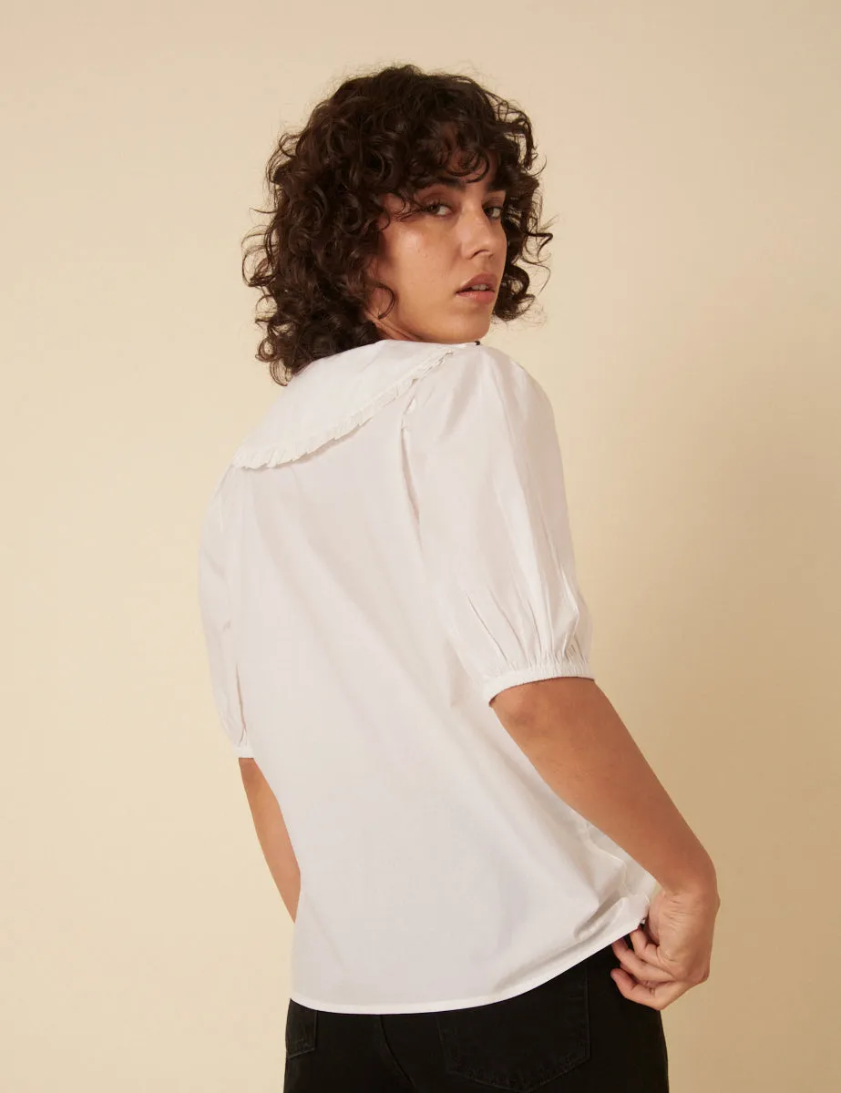 White Short Sleeve Emmie Blouse sold by Nobody's Child product image thumbnail 4