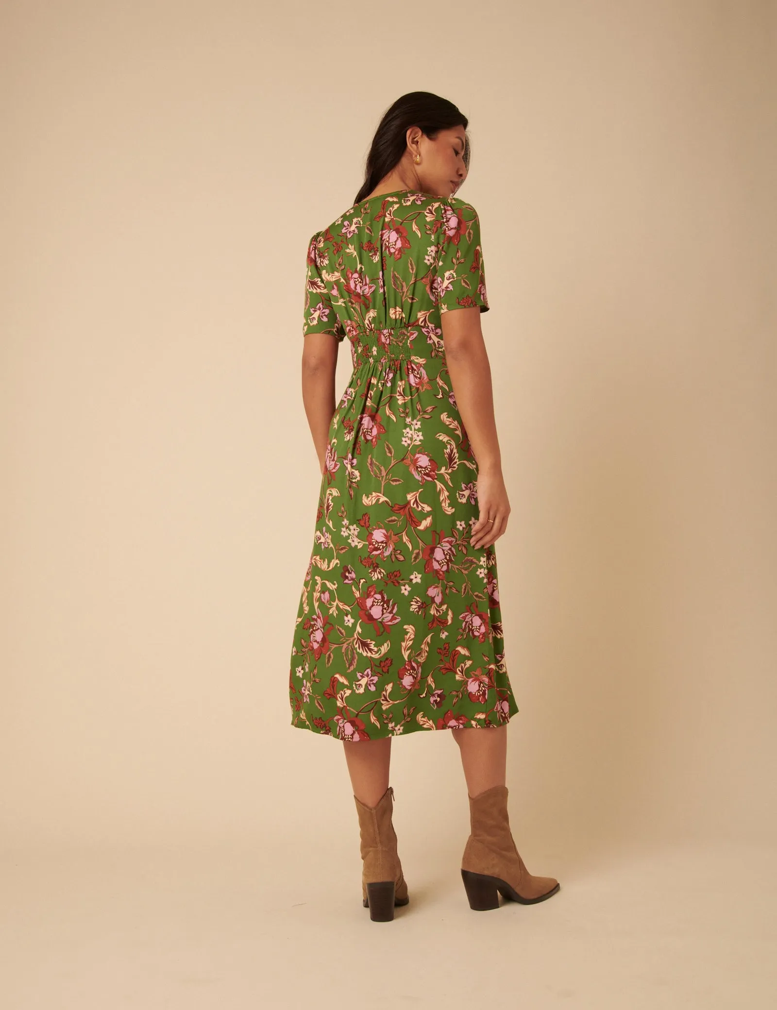Green Floral Alexa Midi Dress sold by Nobody's Child product image thumbnail 4