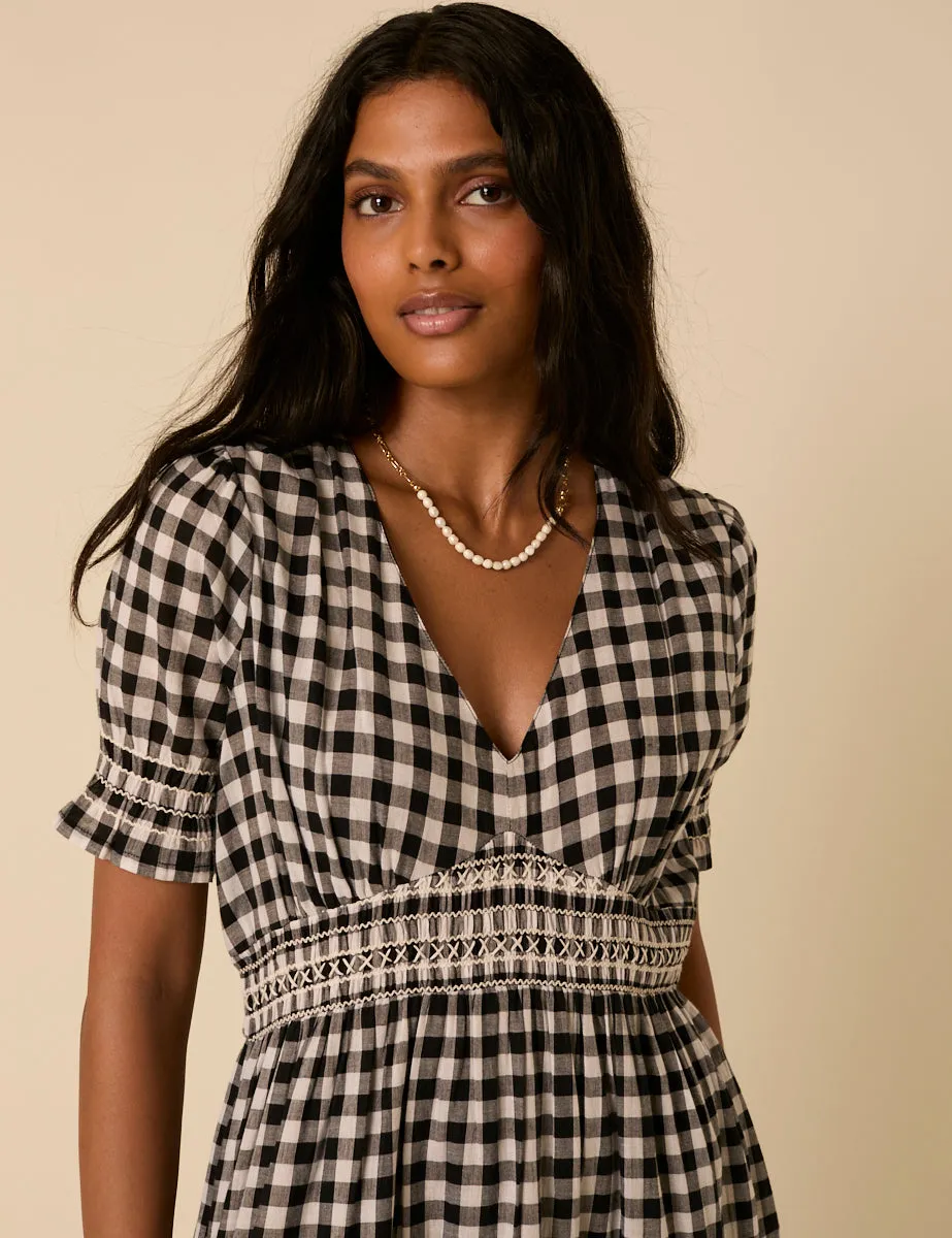 Black Gingham Harlow Midi Dress sold by Nobody's Child product image thumbnail 3