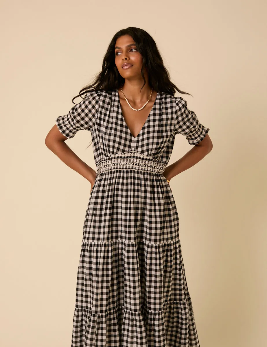 Black Gingham Harlow Midi Dress sold by Nobody's Child product image thumbnail 2