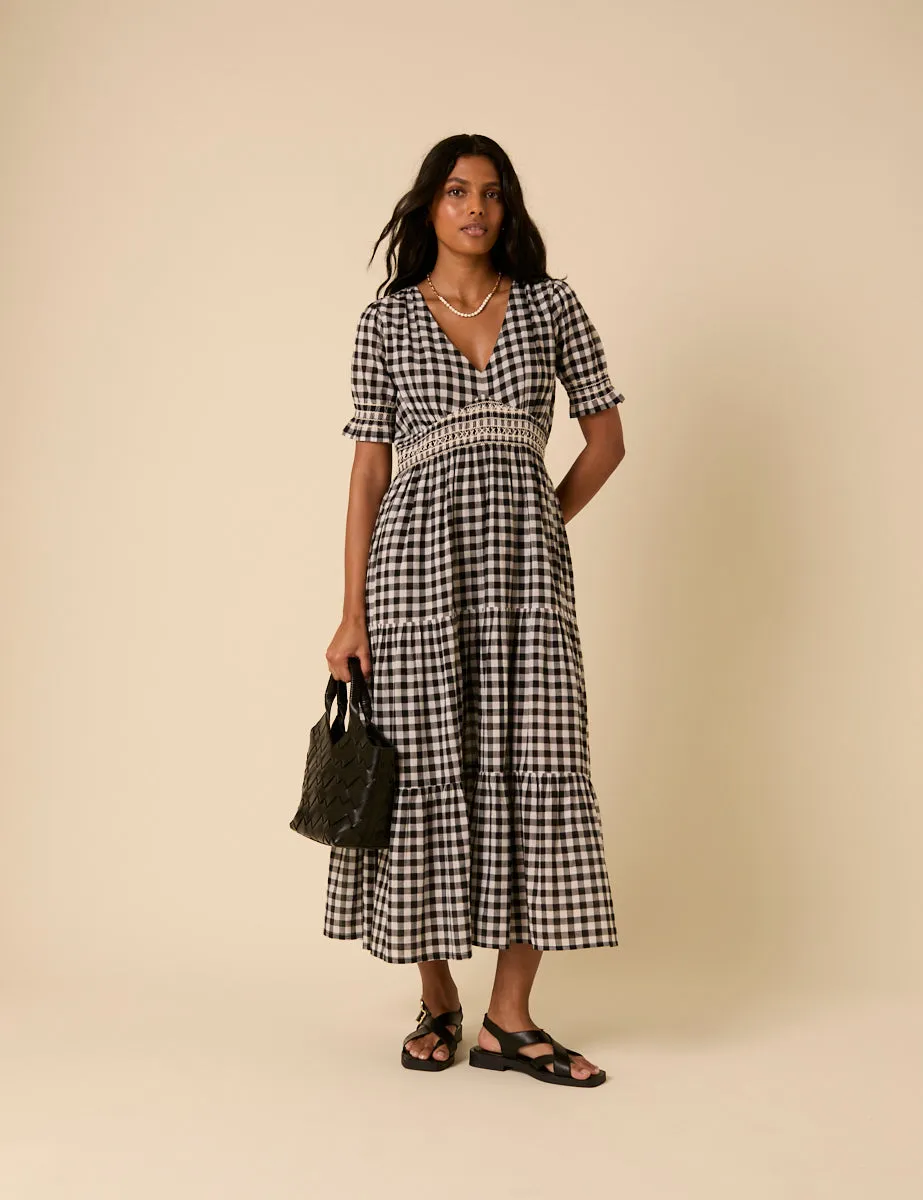 Black Gingham Harlow Midi Dress sold by Nobody's Child product image thumbnail 5
