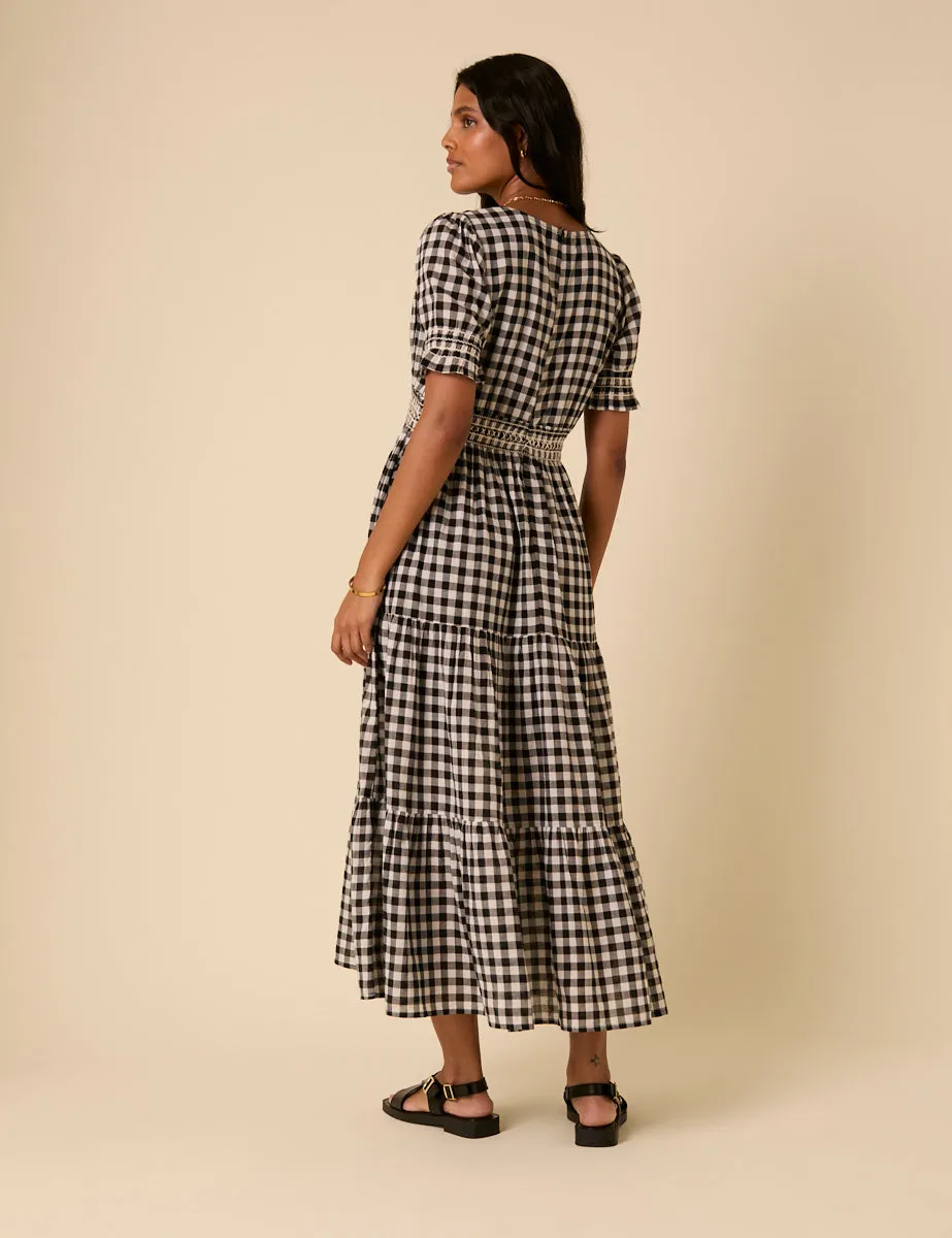 Black Gingham Harlow Midi Dress sold by Nobody's Child product image thumbnail 4