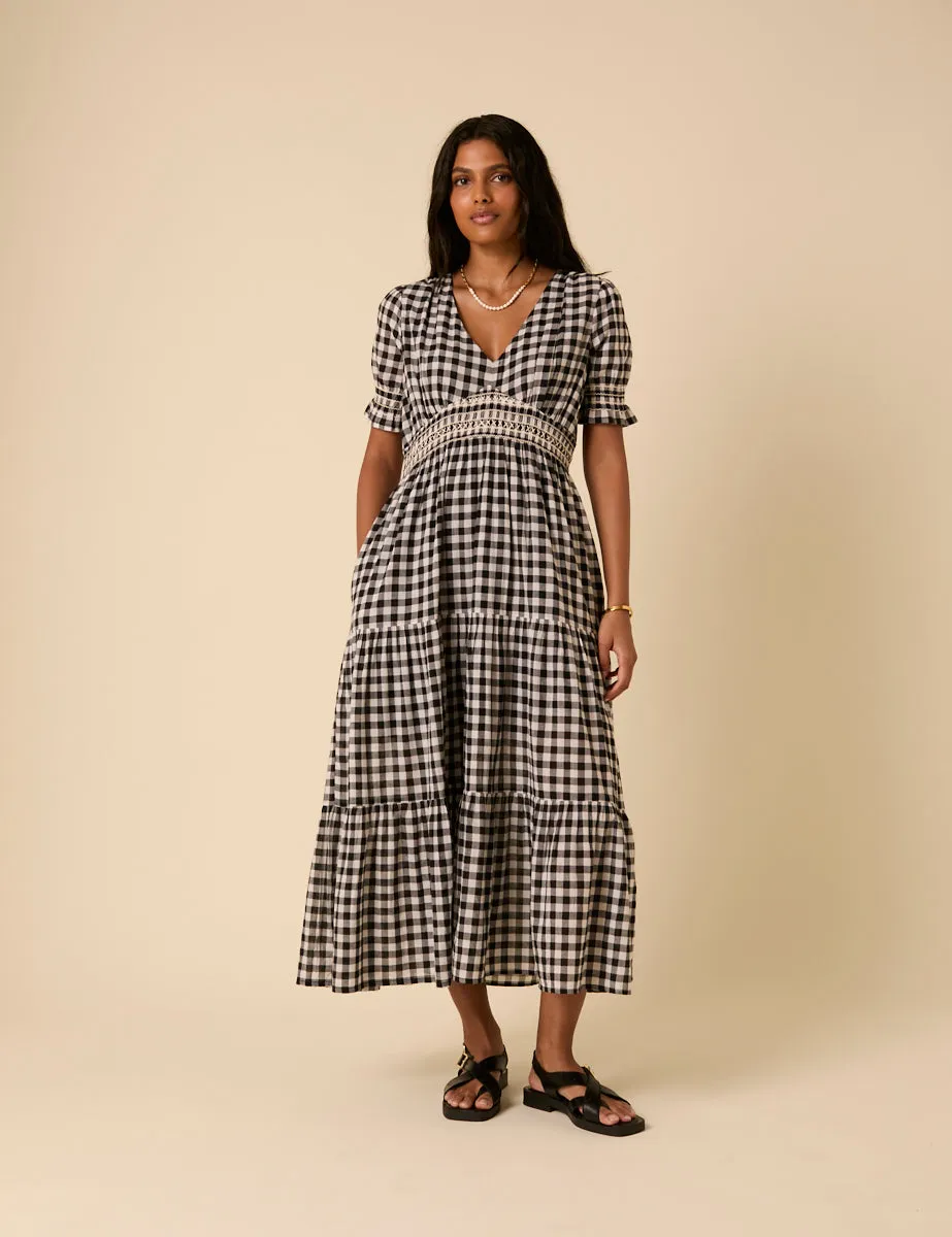 Black Gingham Harlow Midi Dress sold by Nobody's Child