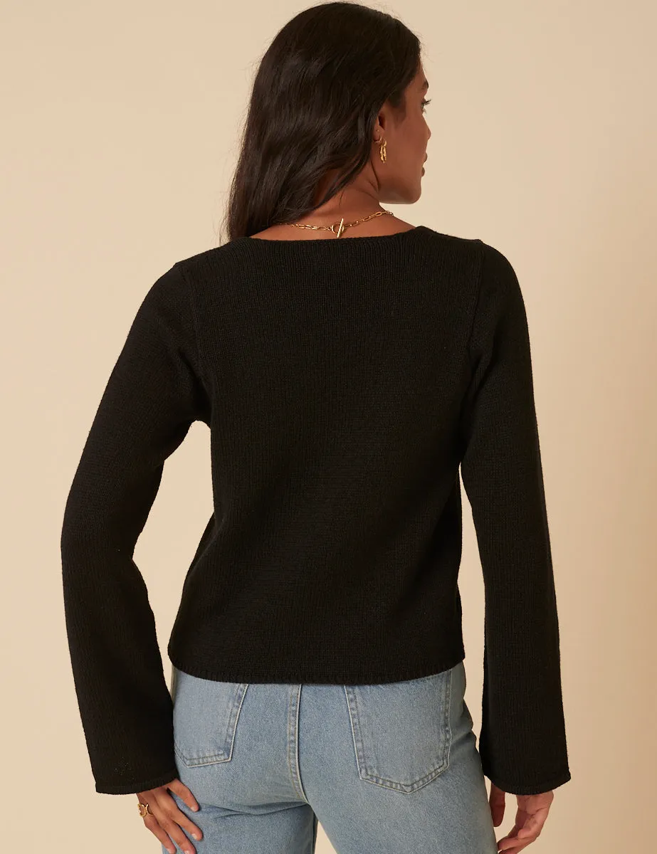 Black Tie Front Knitted Cardigan sold by Nobody's Child product image thumbnail 5