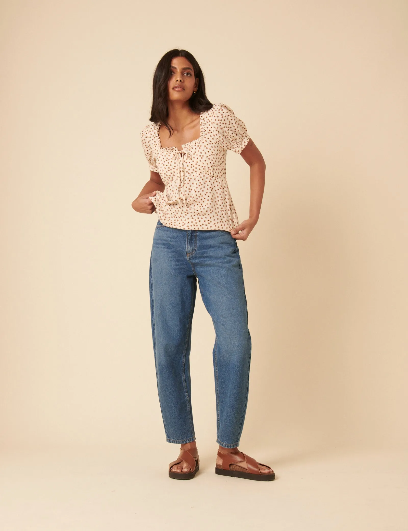 Cream Ditsy Floral Puff Sleeve Blouse sold by Nobody's Child product image thumbnail 5