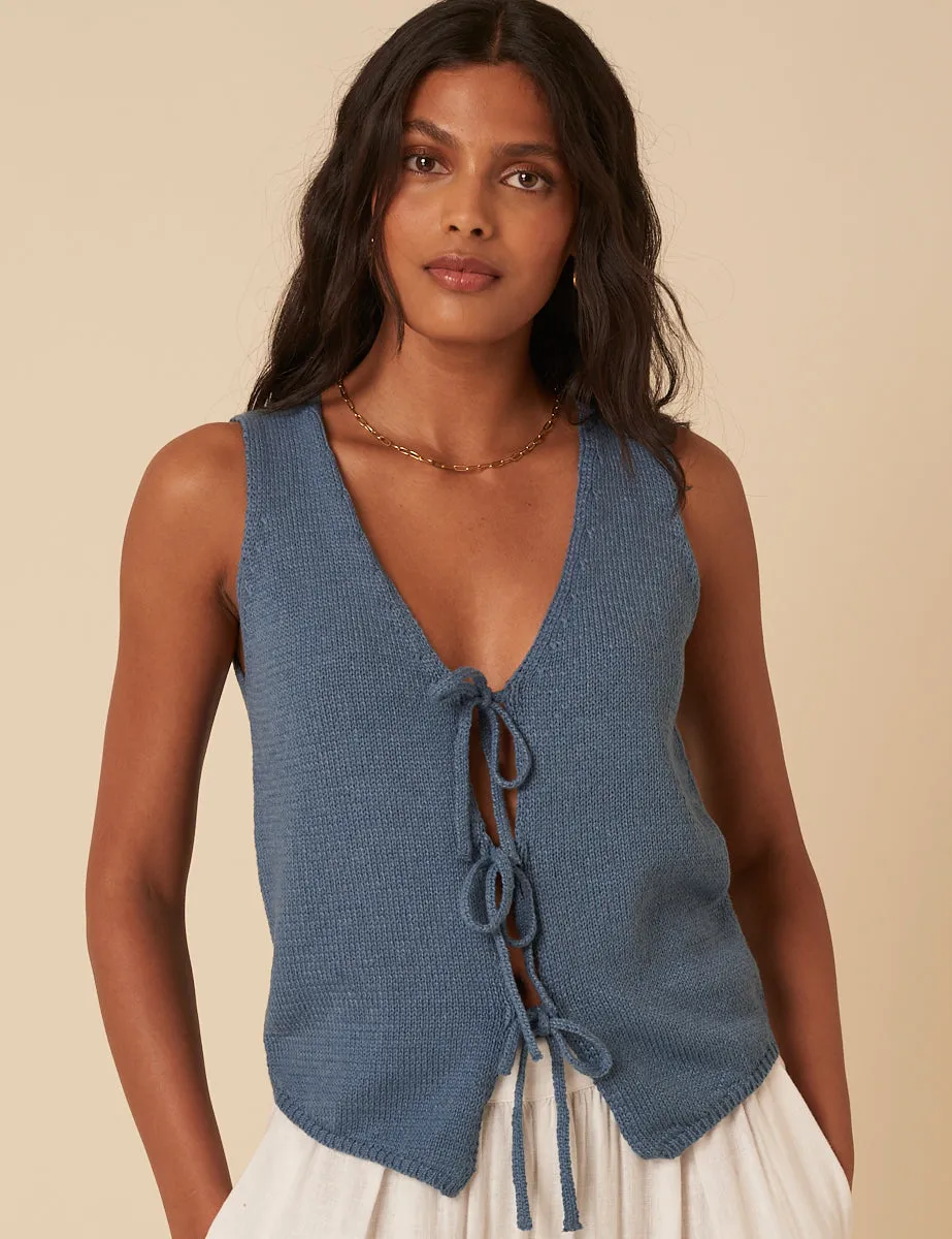 Blue Knitted Waistcoat sold by Nobody's Child