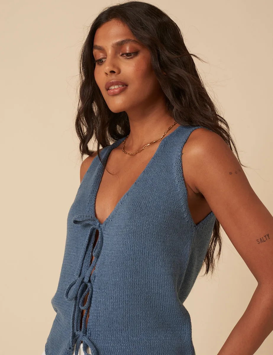 Blue Knitted Waistcoat sold by Nobody's Child product image thumbnail 3