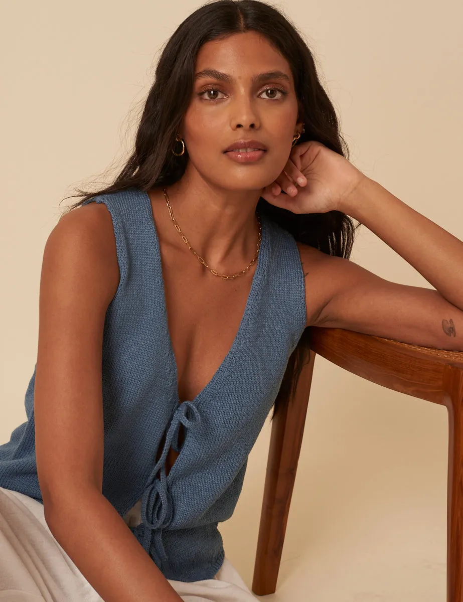 Blue Knitted Waistcoat sold by Nobody's Child product image thumbnail 5