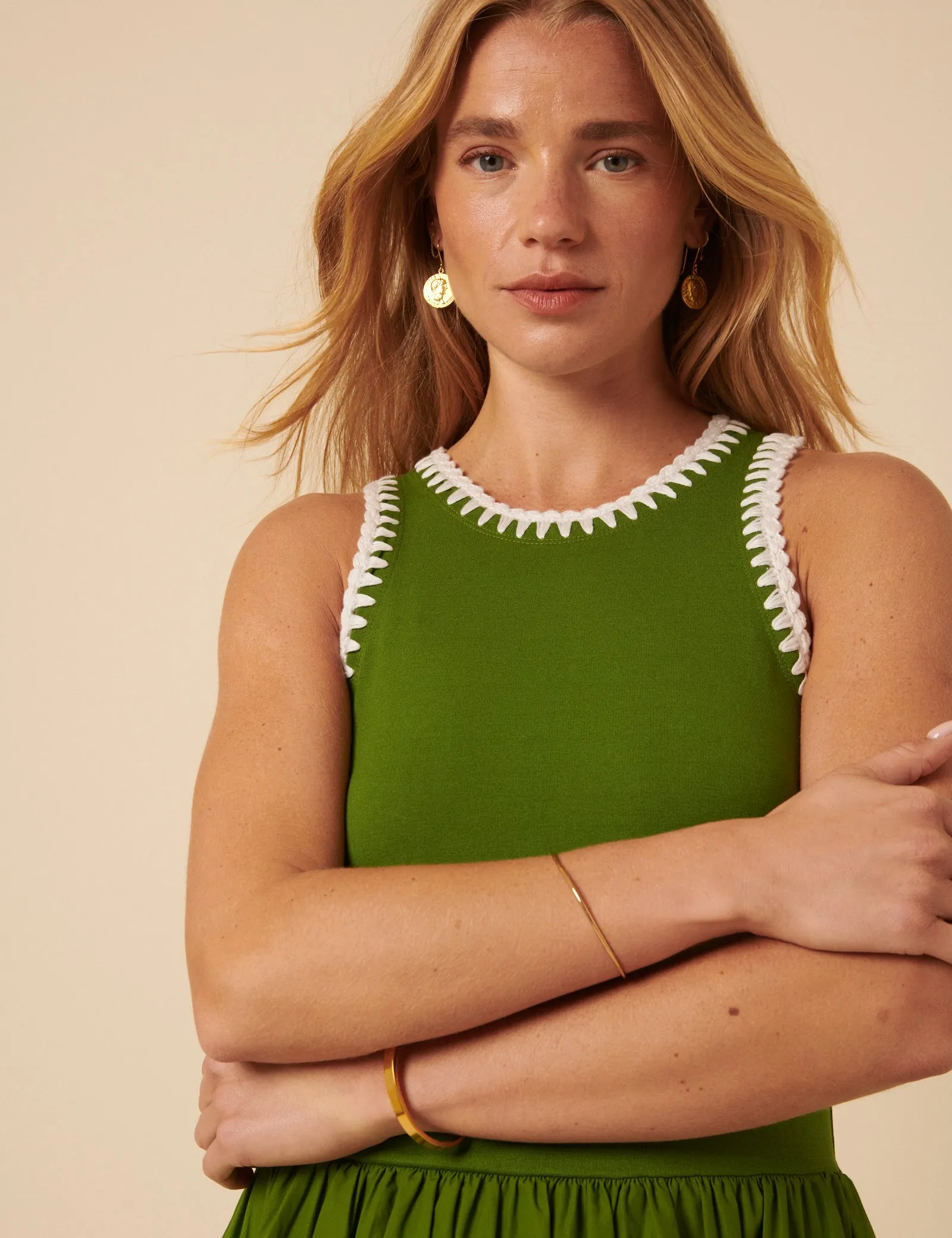 Green Crochet Trim Seattle Midi Dress sold by Nobody's Child product image thumbnail 4