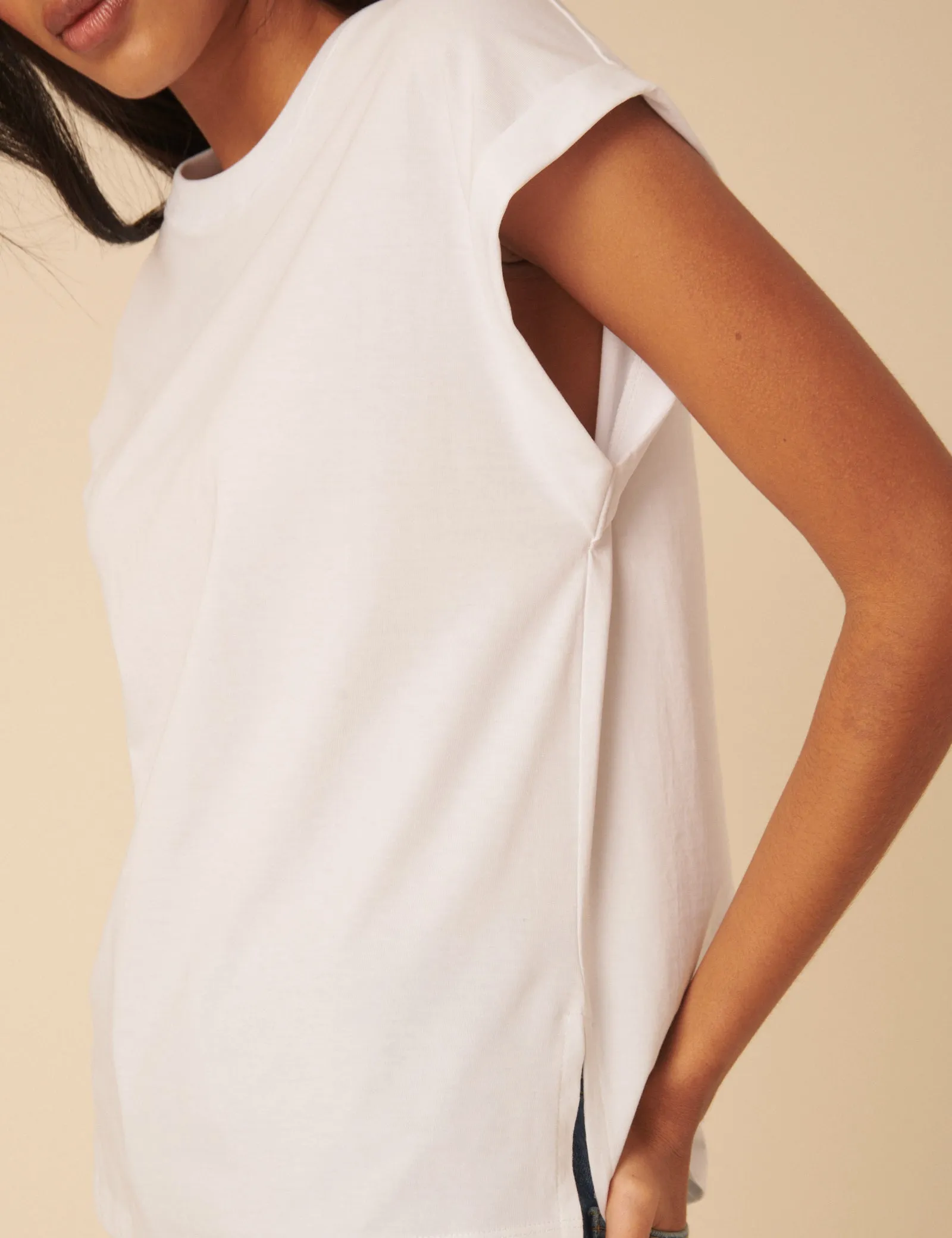 White Cap Sleeve T-Shirt sold by Nobody's Child product image thumbnail 5