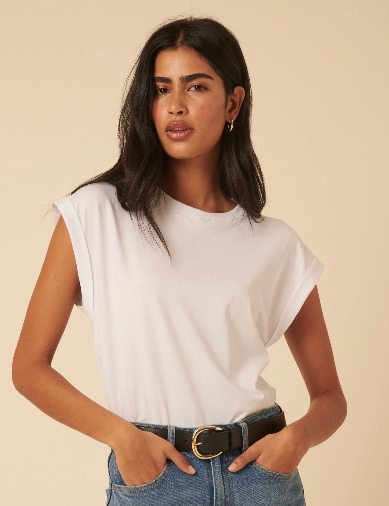 White Cap Sleeve T-Shirt sold by Nobody's Child product image thumbnail 2