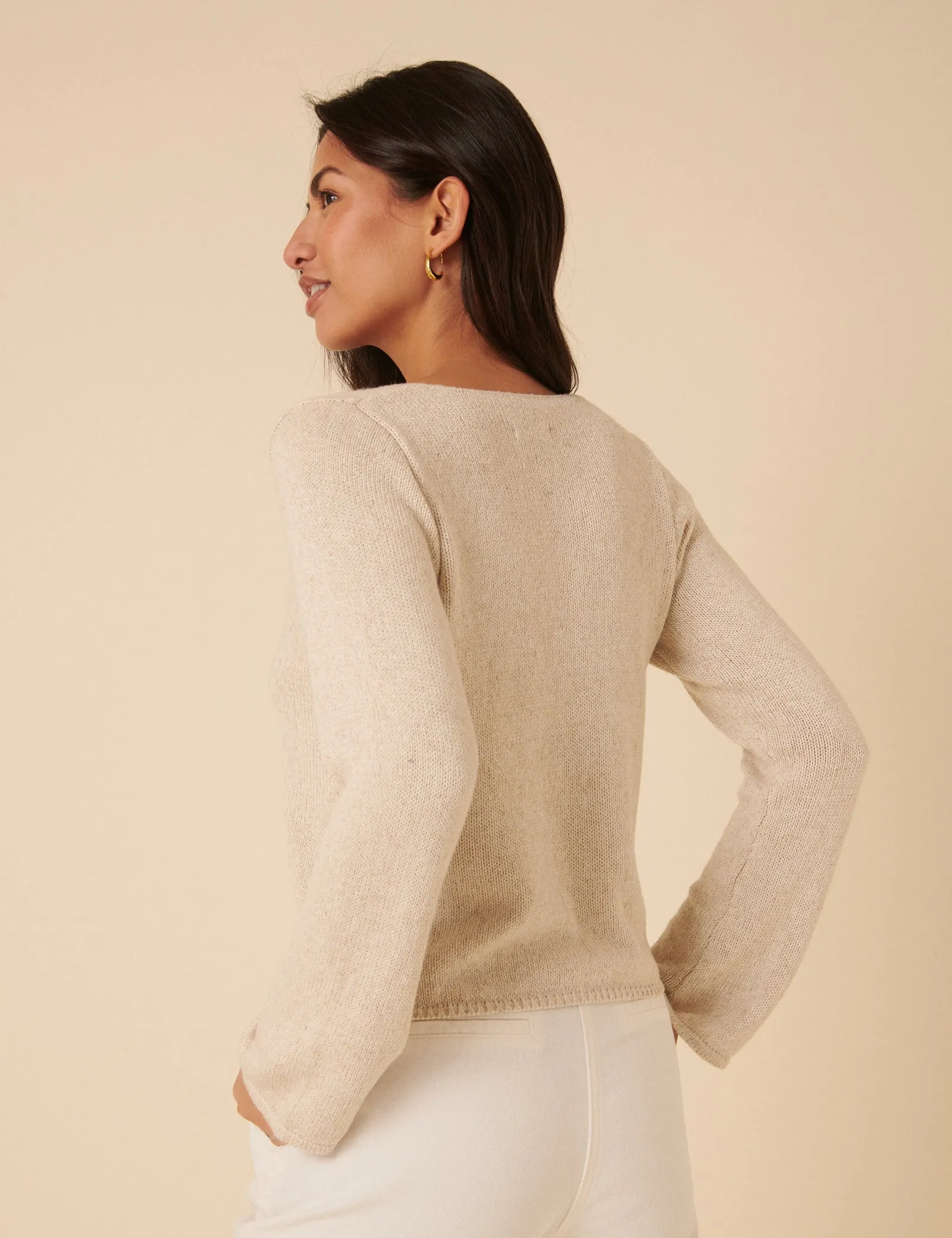 Cream Tie Front Knitted Cardigan sold by Nobody's Child product image thumbnail 4