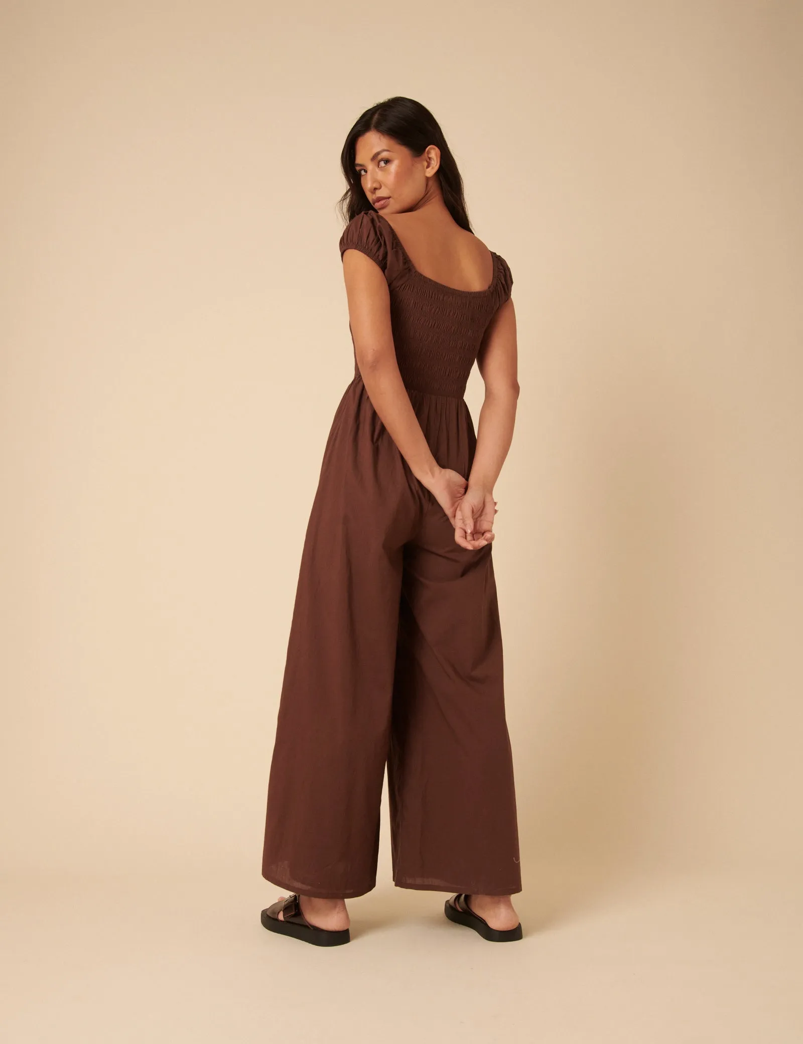 Brown Shirred Bodice Alaska Jumpsuit sold by Nobody's Child product image thumbnail 5