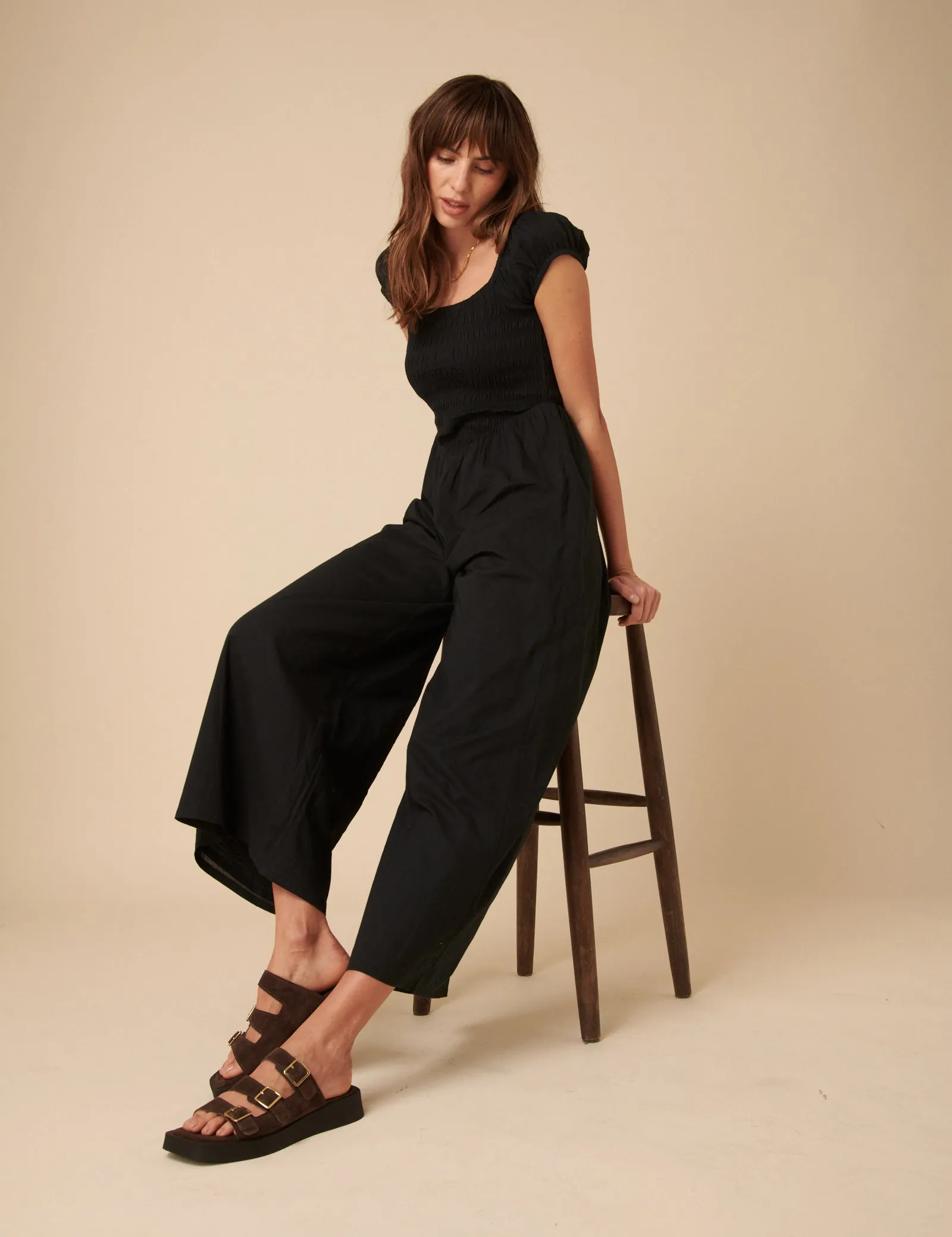 Black Shirred Bodice Alaska Jumpsuit sold by Nobody's Child product image thumbnail 3