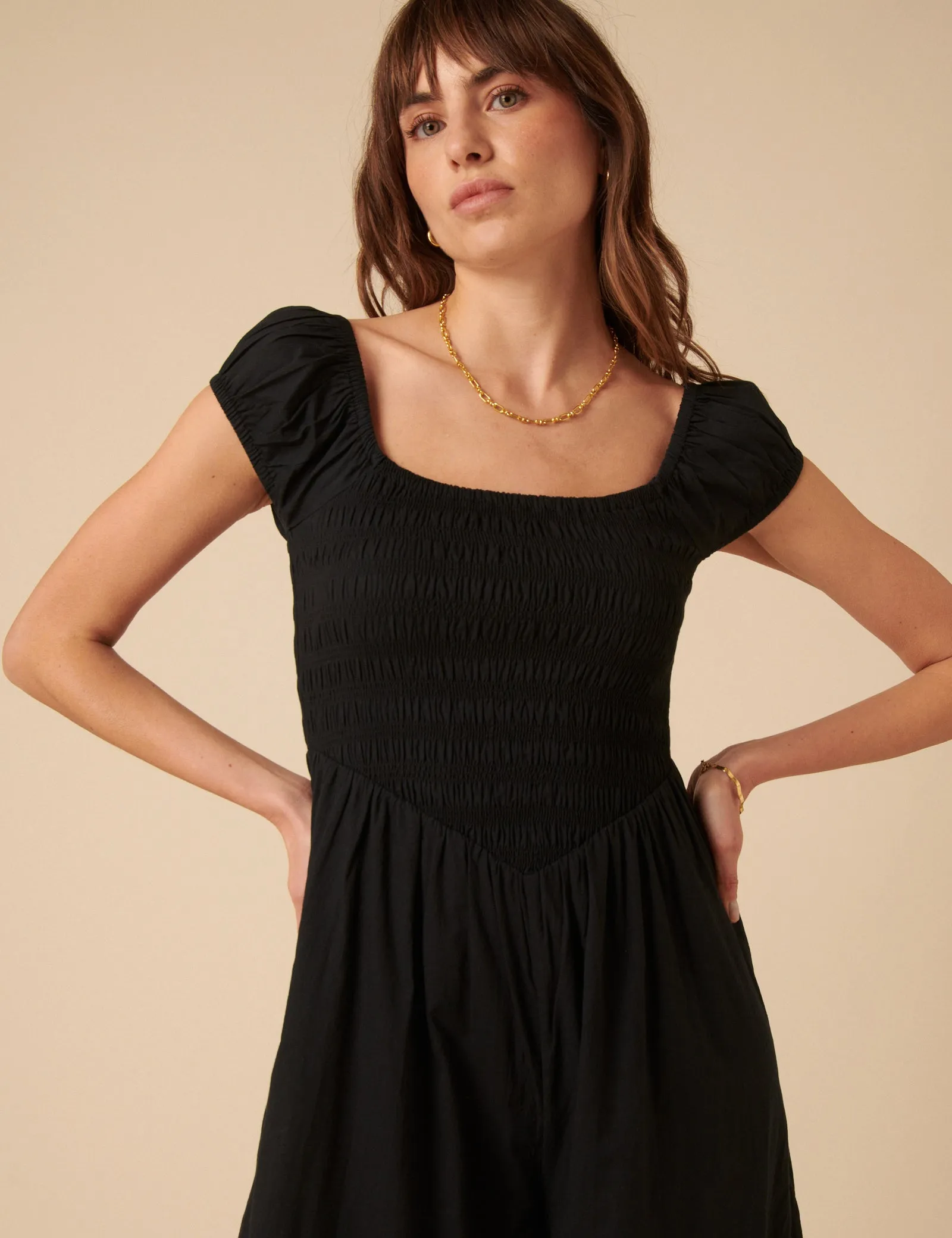 Black Shirred Bodice Alaska Jumpsuit sold by Nobody's Child product image thumbnail 2