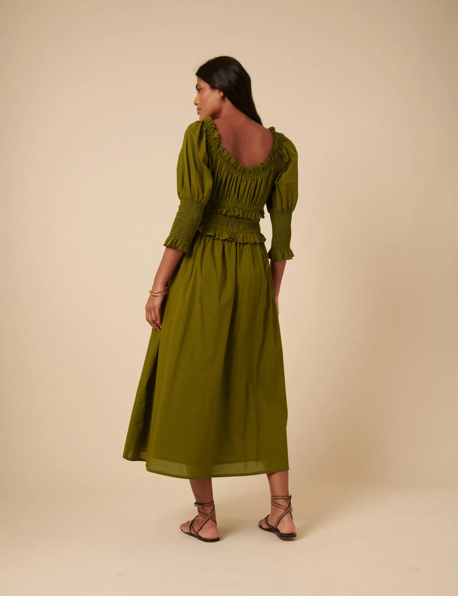 Khaki Ariel Midi Dress sold by Nobody's Child product image thumbnail 5