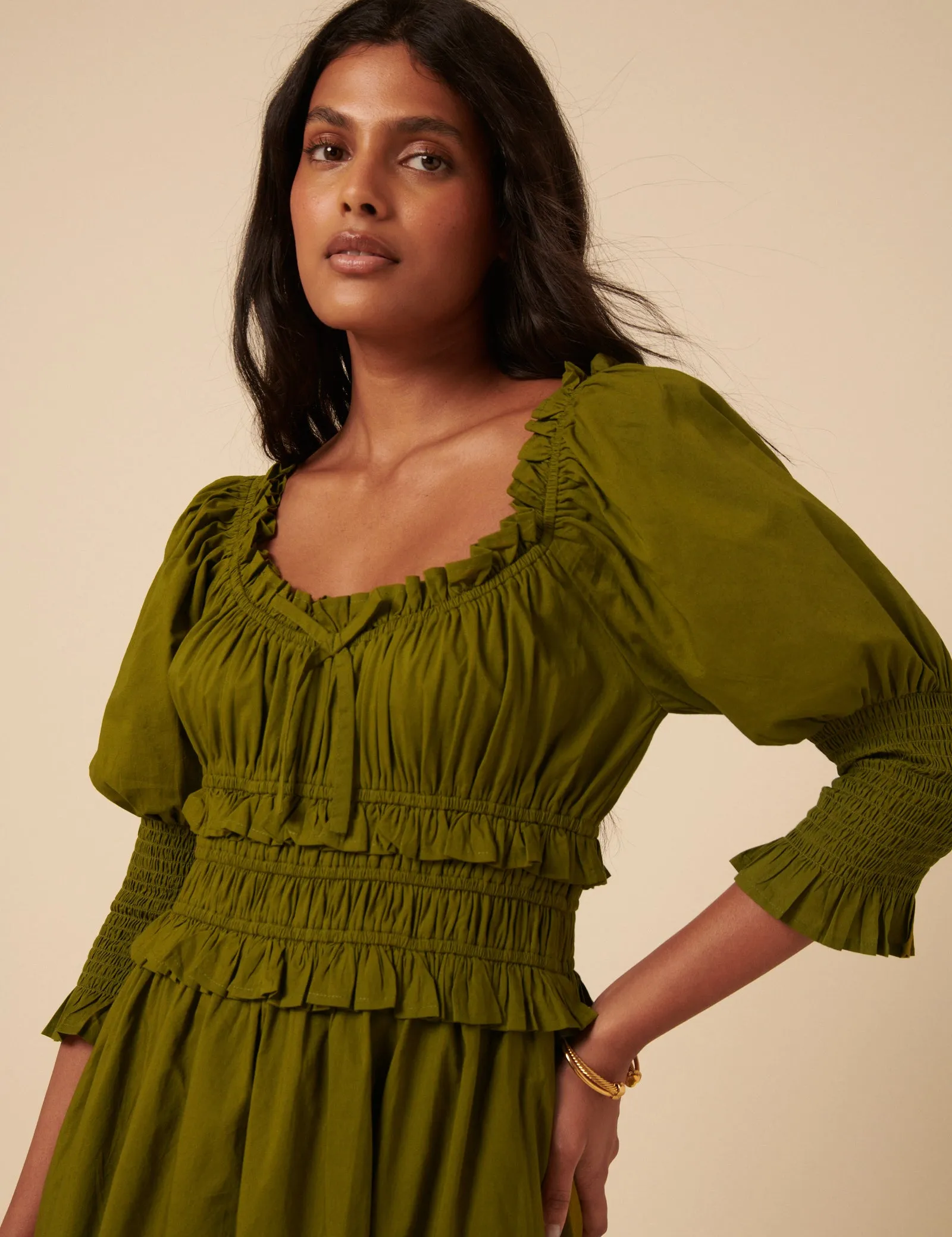 Khaki Ariel Midi Dress sold by Nobody's Child product image thumbnail 3